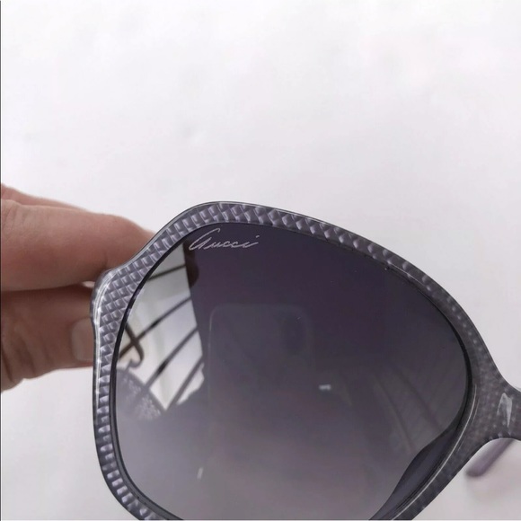 Gucci Purple and Silver Patterned Oversized GG Grey Gradient Lens Sunglasses - Picture 7 of 11